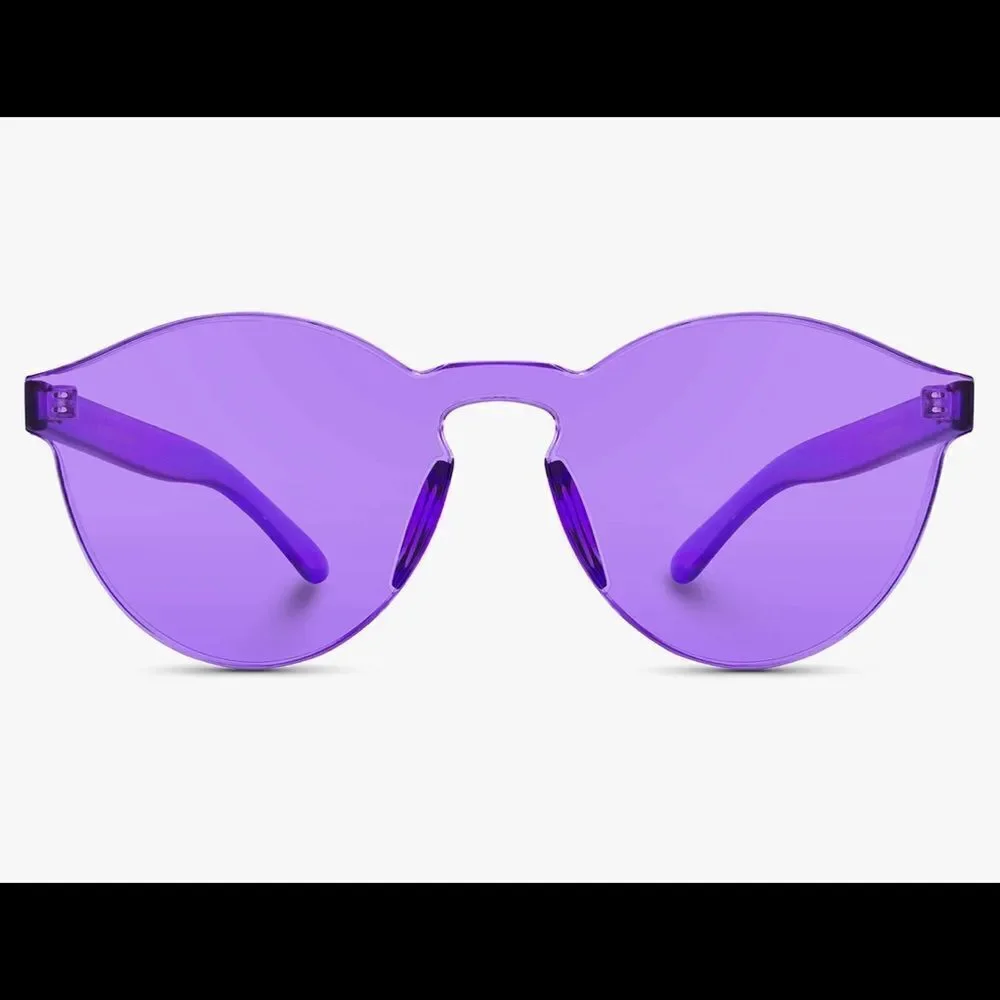 PURPLE Rimless Sunglasses Transparent - new in package